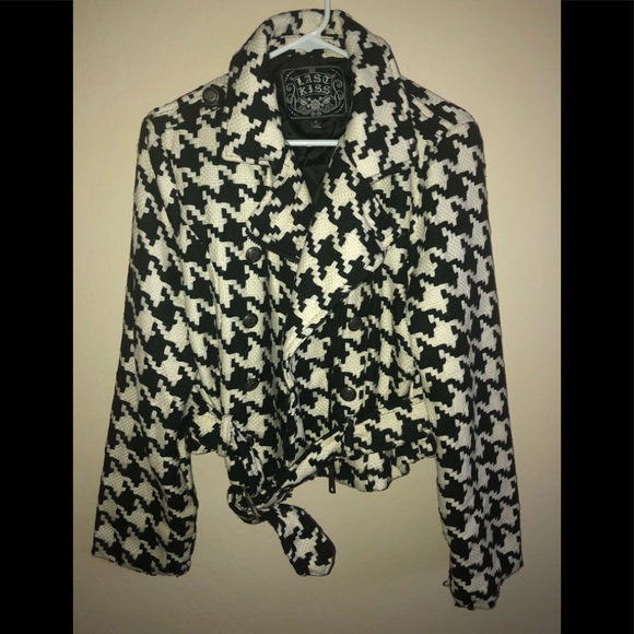 last kiss Jackets & Blazers - Houndstooth Waist Length Coat